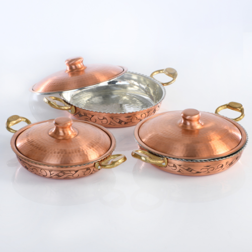 Bakır Tava Seti 18-20-22 Cm